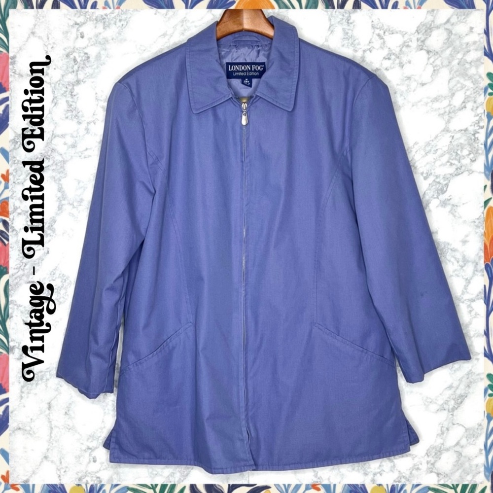 London Fog Vintage Limited Edition Blue Zip Bomber Jacket Women’s Medium
